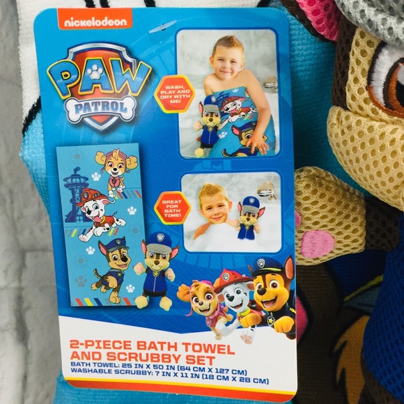 Paw Patrol 2 Piece Bath Towel & Scrubby Set - Picture 4 of 5